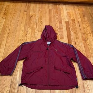Vintage Adidas Anorak Windbreaker Jacket Mens XL Maroon Hooded Pullover 3-Stripe